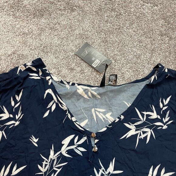 Cassee's Blouse top Womens 3X Blue White Floral 3/4 Sleeve Rayon Soft New NWT - Picture 10 of 13